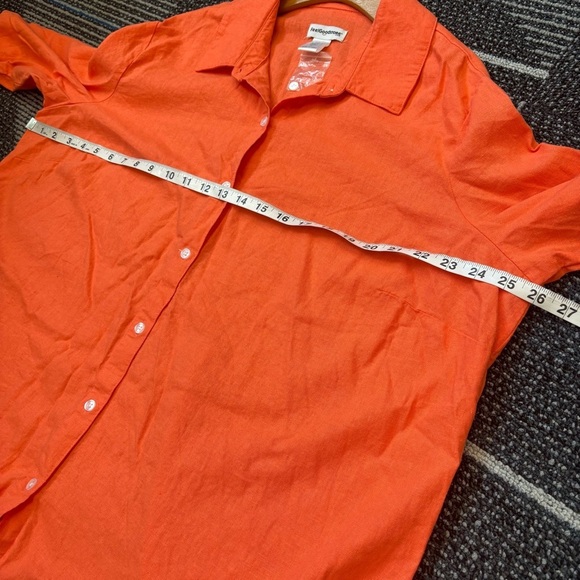 Feel Good Store Linen Blend 2X Tunic Button Down Shirt Orange Long sleeve - Picture 10 of 11